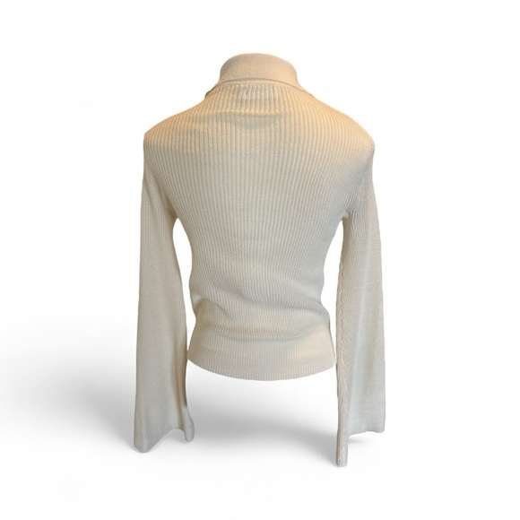 Soulland Kiki Rib Knit Polo Sweater Off White XS | Flared Sleeve Knit Jumper - Picture 6 of 11